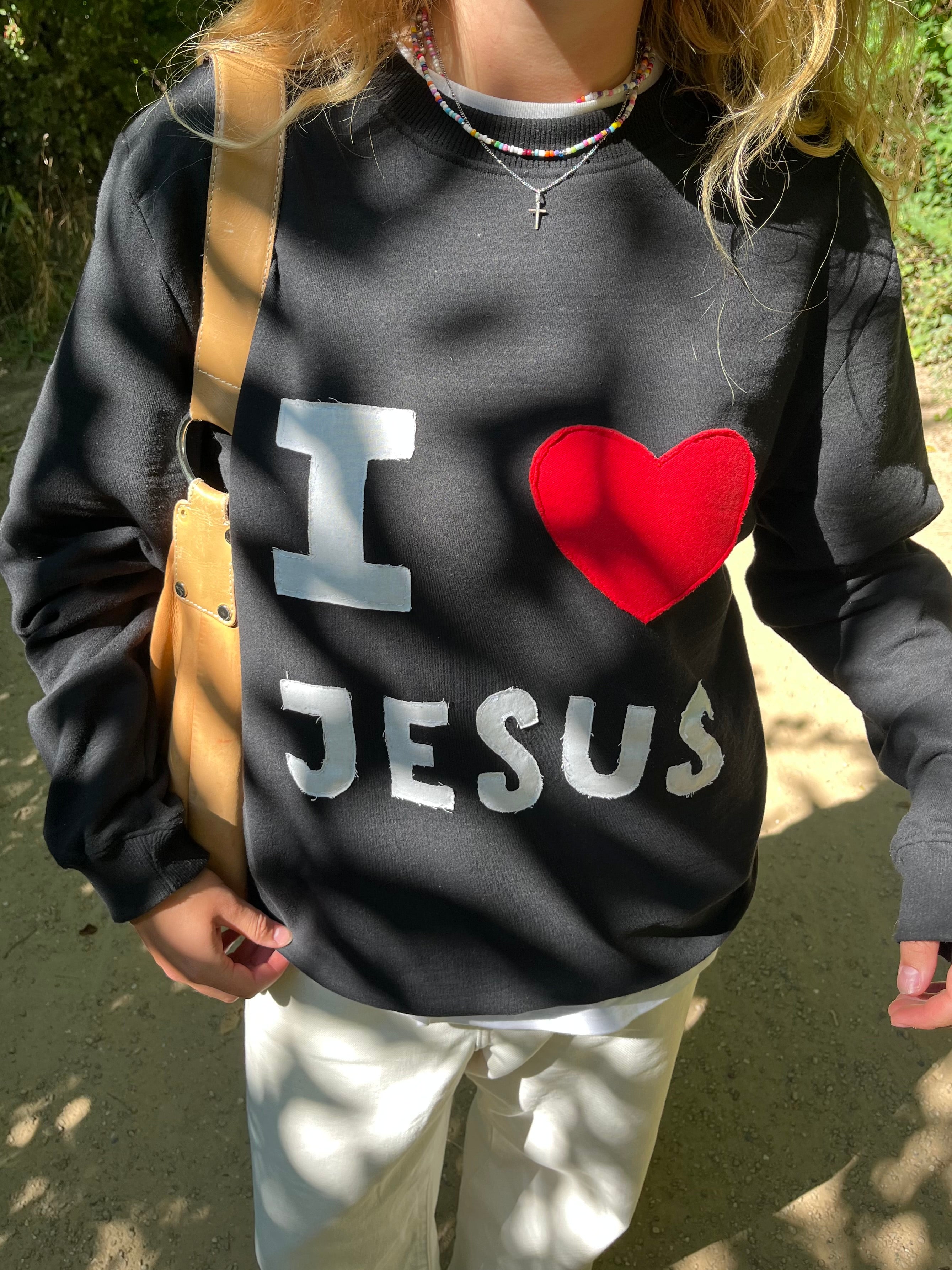 I love Jesus patchwork sweatshirt